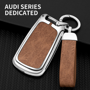 Audi için özel araba anahtarı kapağı A1-A8 B6-B8 C6 modelleri Metal deri Logo aksesuarları ile 8P 8V 8L TT RS için Fit - Product Image 3
