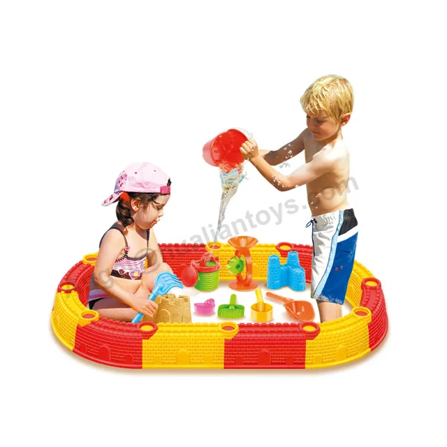 חדש עיצוב חיצוני בית ילדי פלסטיק חול חוף מים מגש צעצוע עובש סט חיצוני קיץ לשחק דלי צעצועי עבור סיטונאי