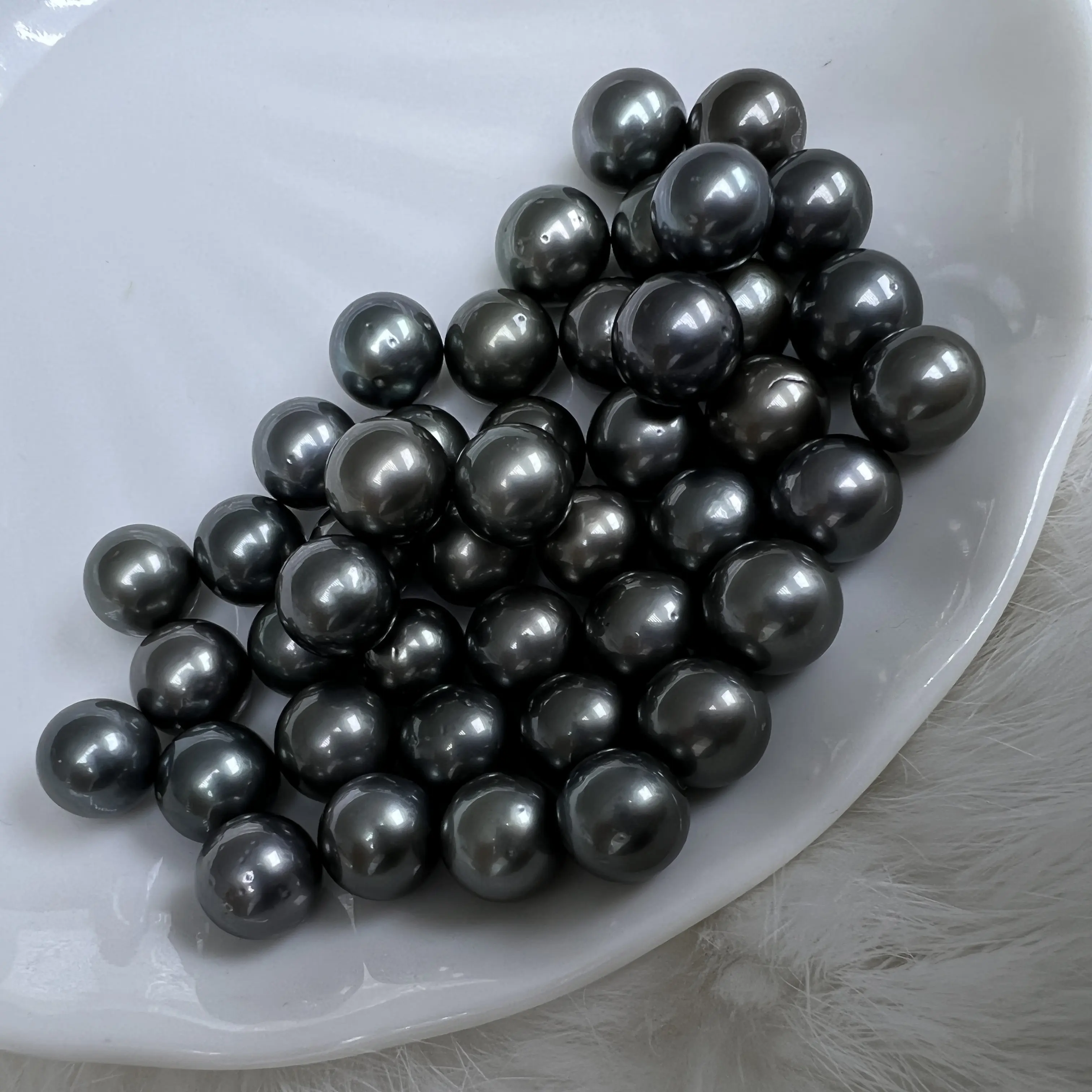 Perlas sueltas para la fabricación de joyas, pavo real natural tahitiano de 10-11mm, perlas sueltas de agua salada negra, granja AAA