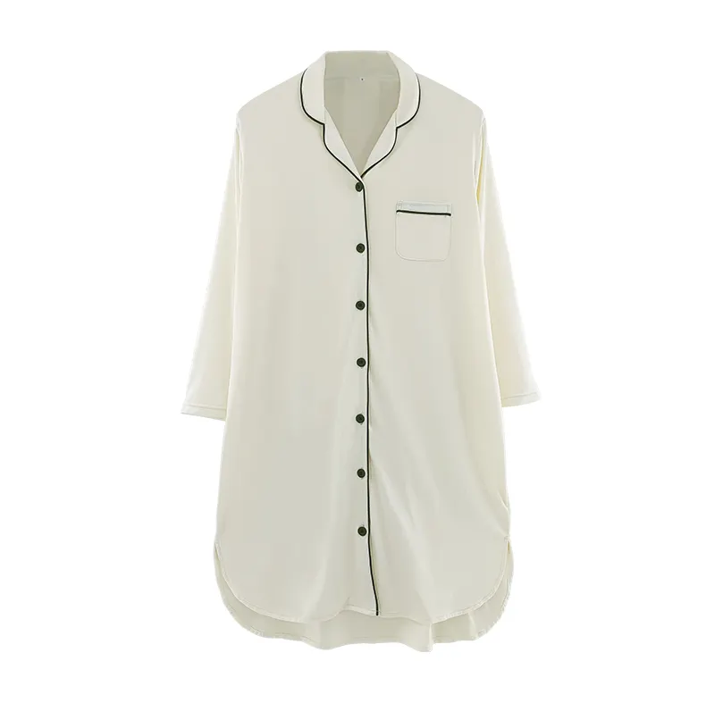 На заказ дышащая 100% полиэфирная ночная рубашка для женщин-гладкая Женская одежда для сна платье с длинным рукавом