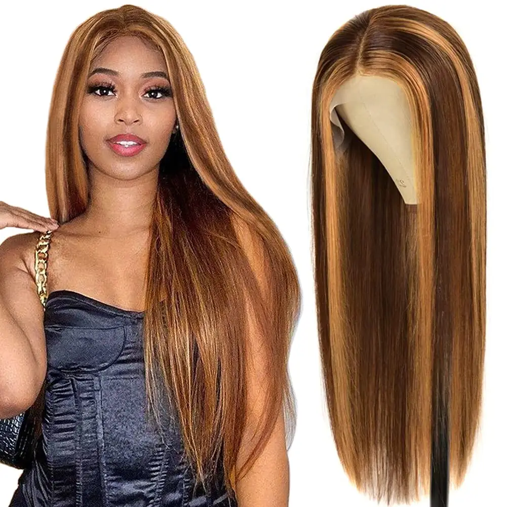 100% cabello humano 30 pulgadas recto marrón 4x4,13x4 transparente encaje resaltar pelucas de cabello humano 10a destacar de la onda del cuerpo del pelo Peluca de pelo