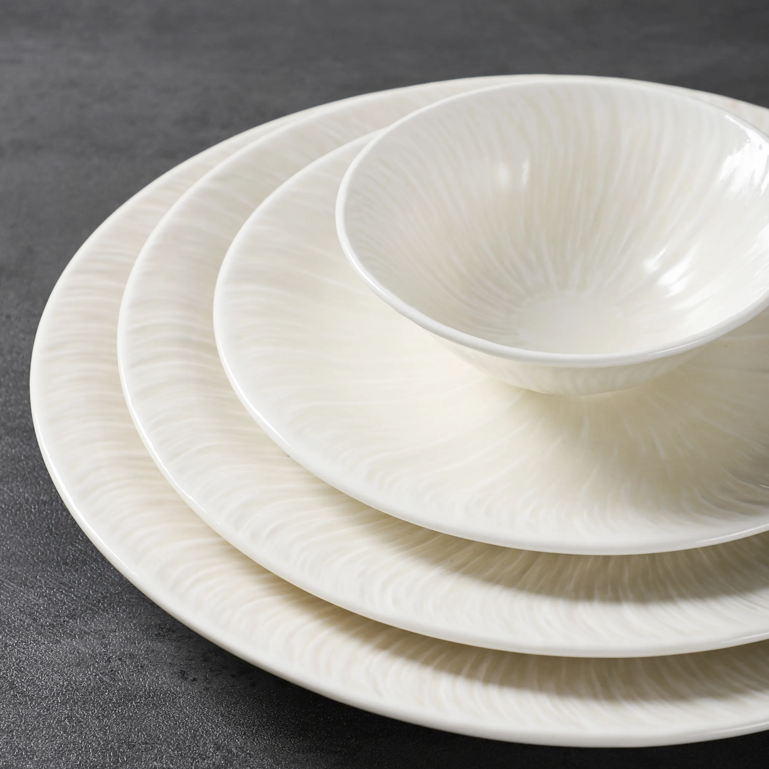 PITO Chaozhou fabbrica Hotel ristorante stoviglie all'ingrosso porcellana bianca stile rustico ceramica Set di stoviglie