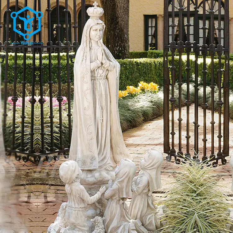 Buiten Levensgrote Katholieke Sculptuur Onze Dame Van Fatima Maagdelijke Mary Religieus Standbeeld