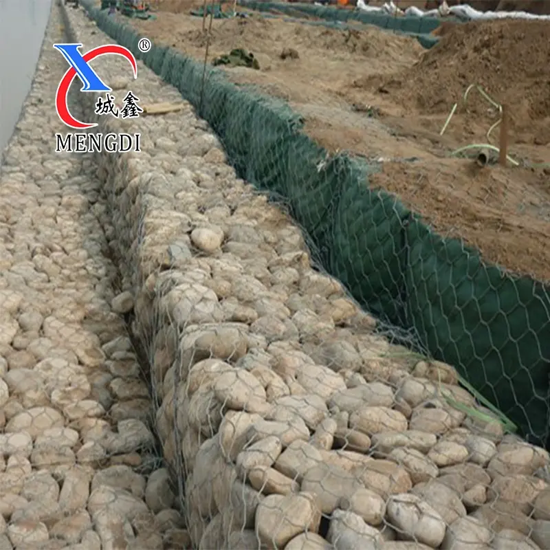 Caja de Gabion, cesta de piedra, malla de alambre tejida Hexagonal para carga de piedras para control de inundación de Río