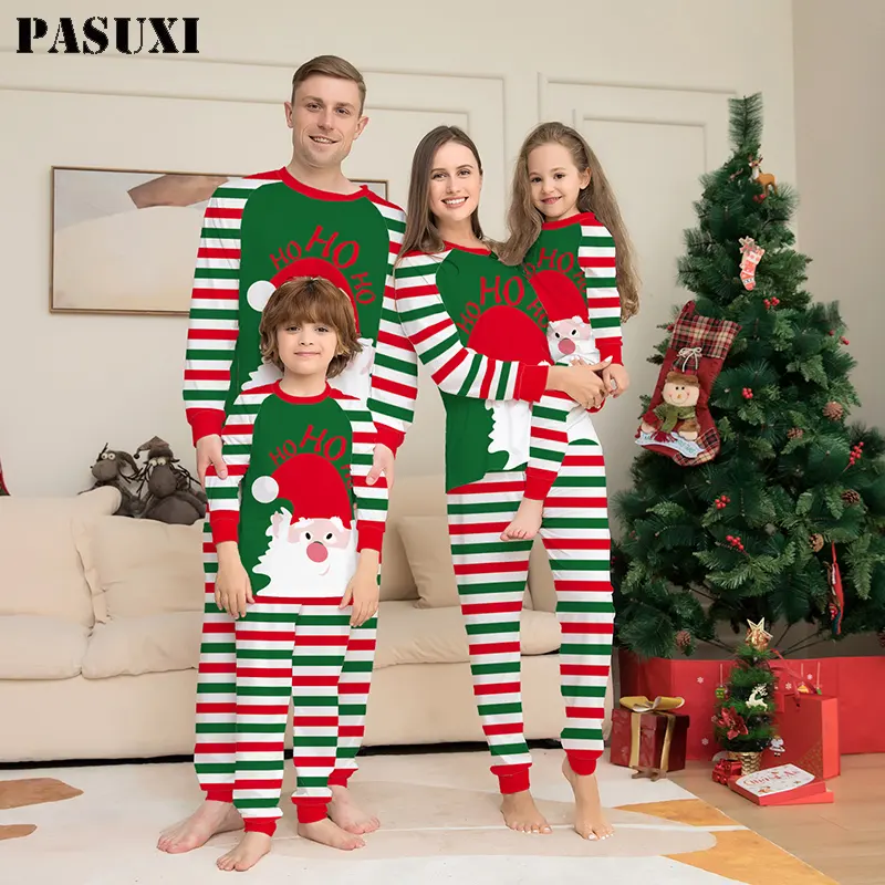 PASUXIメリークリスマス新年の服ママ娘お父さん息子赤ちゃんマッチング衣装2個スーツファミリーパジャマコットンホームウェア
