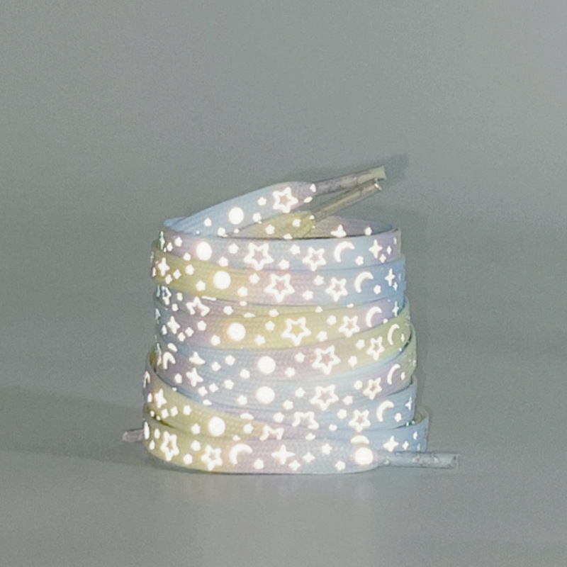 Yellow and blue reflective stars galaxy shoelaces