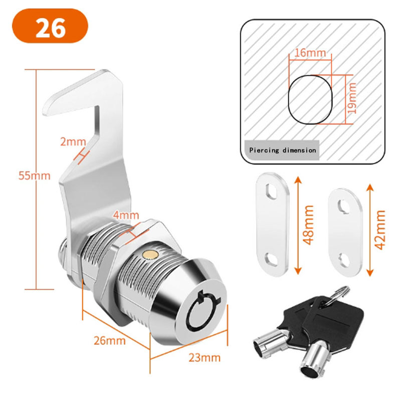 26mm silver open-ended rubber key Two keys