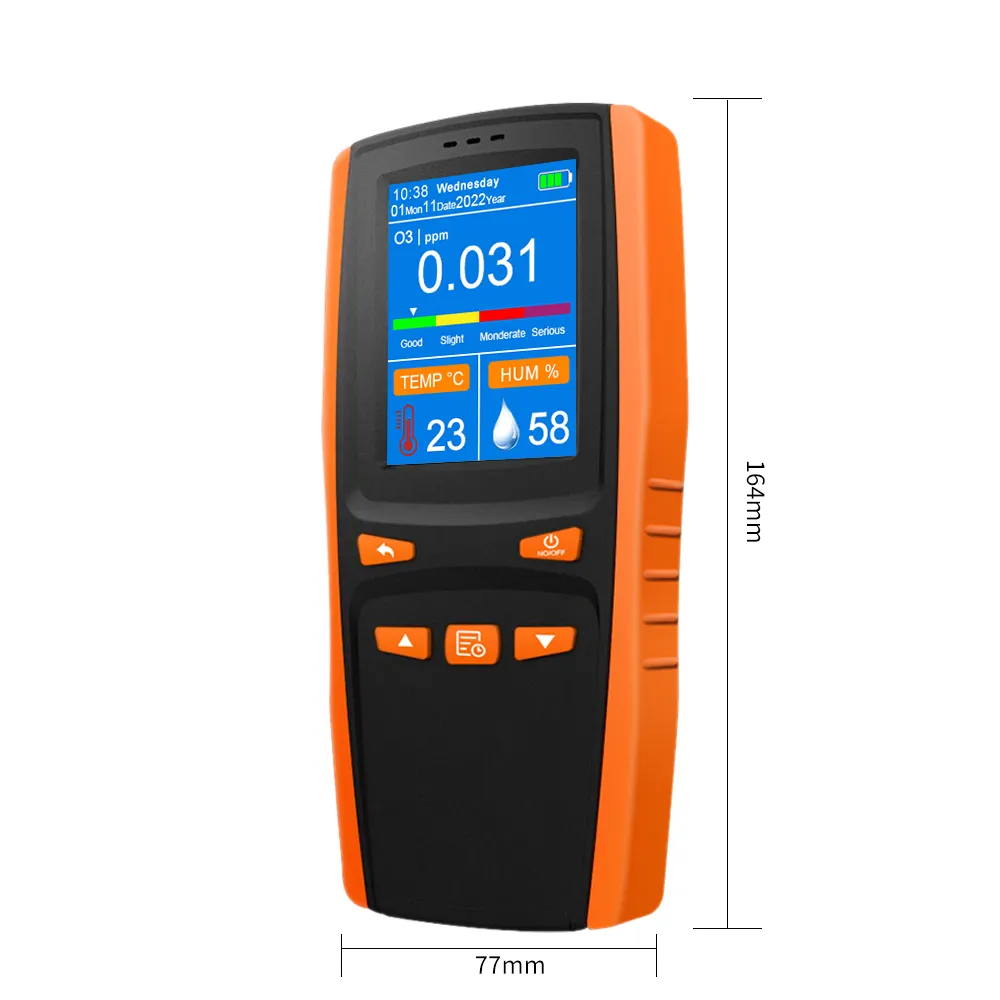 Pantalla digital portátil Ozono O3 Detector de gas Temperatura Humedad Medidor de prueba USB Recargable Monitor de calidad del aire Tipo de sensor