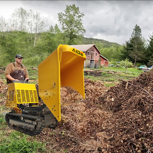 ¡Envío gratuito! Euro5 13.5hp Motor diésel con orugas Mini Dumper Cargador frontal con bomba giratoria de 270 grados Carga automática para 1200kg