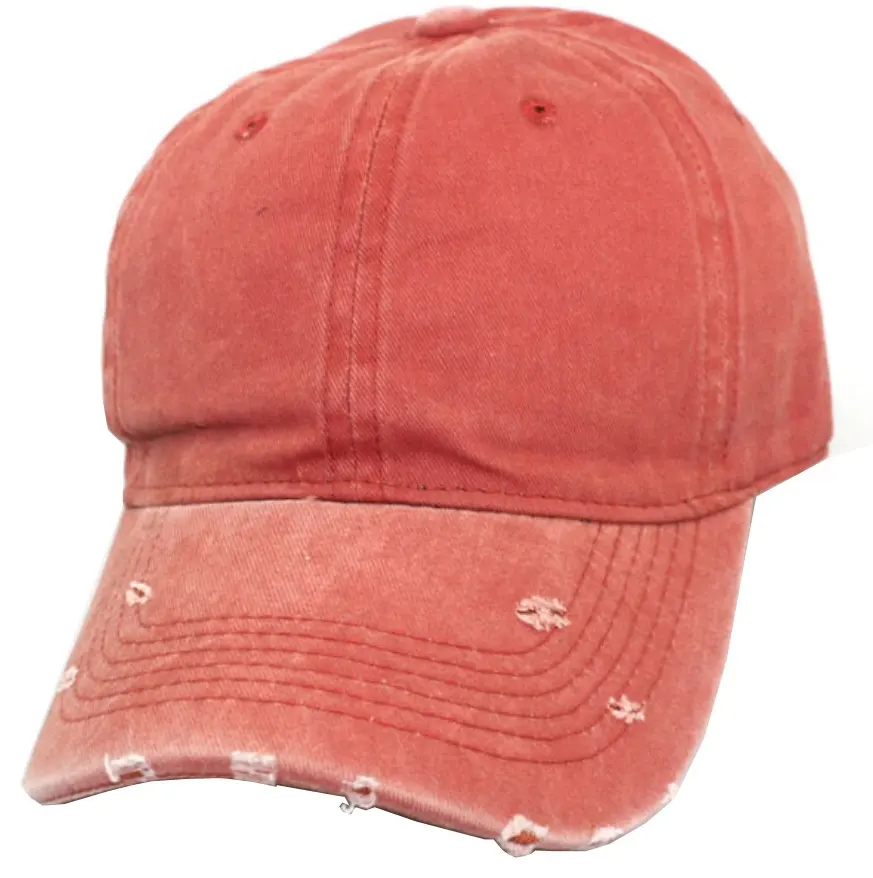 Fashion wholesale structured cotton vintage washed distressed broken blank cap dad hat