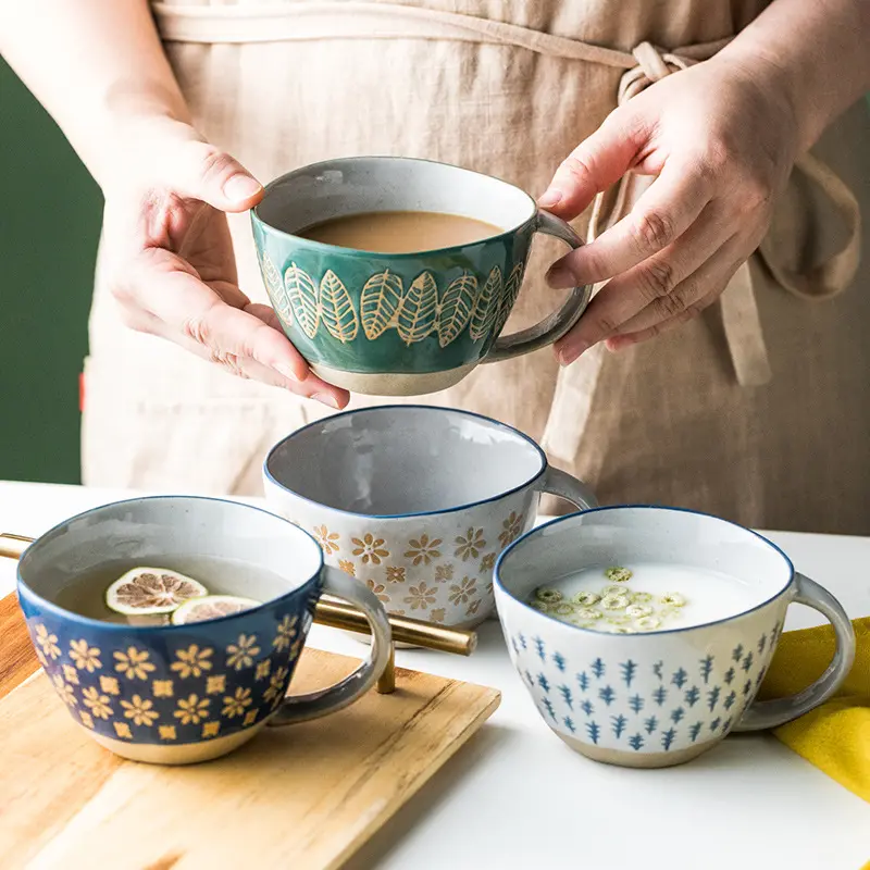 Tazza in ceramica per ufficio con manico circolare personalizzabile Design personalizzato caffè nordico colorato tè al latte con Logo