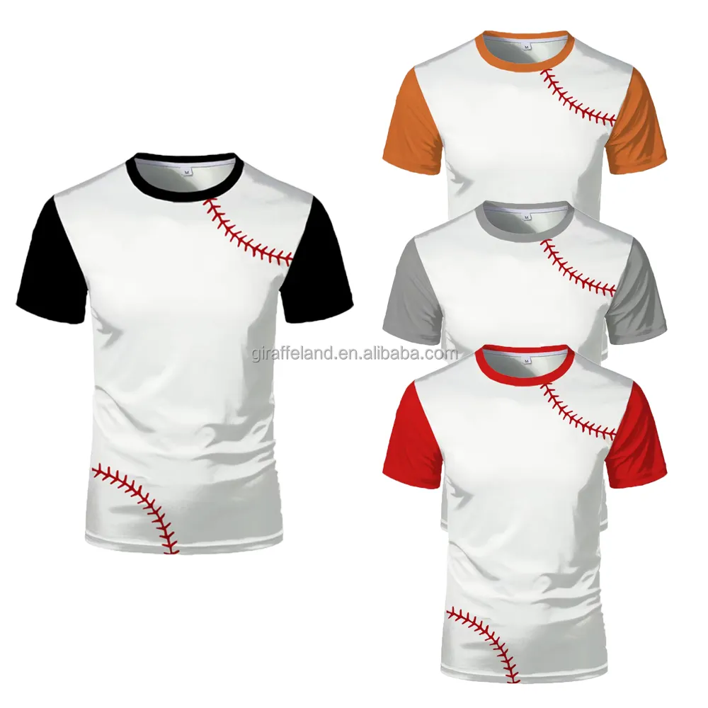 Camisetas de béisbol Unisex, camisa de manga corta con impresión personalizada, Logo 95% poliéster, transpirable, sublimación en blanco