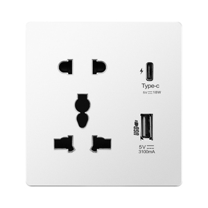 Solo 5 pines Multi Socket USB Tipo-C Interfaz 18W 3A Carga rápida inteligente, 5V USB Carga rápida Toma de corriente de pared universal - Product Image 1