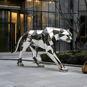 Tóm tắt cuộc sống Kích thước Home yard động vật điêu khắc thép không gỉ Panther tượng - Product Image 1