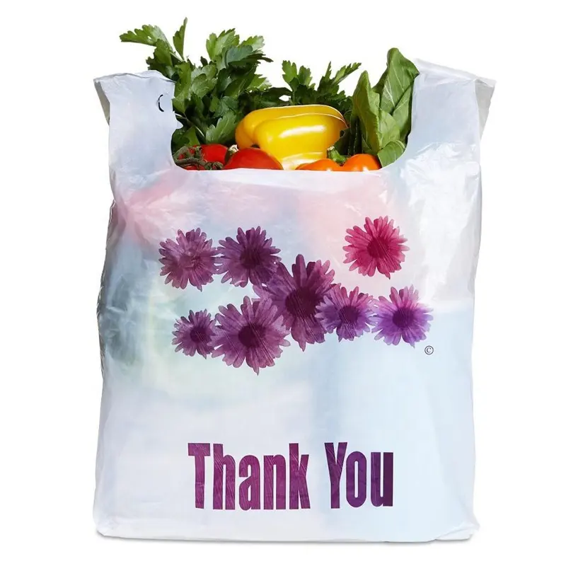 Customized Foldable Recyclable Biodegradable Plastic Shopping Bag Supermarket T-Shirt Vest Bag