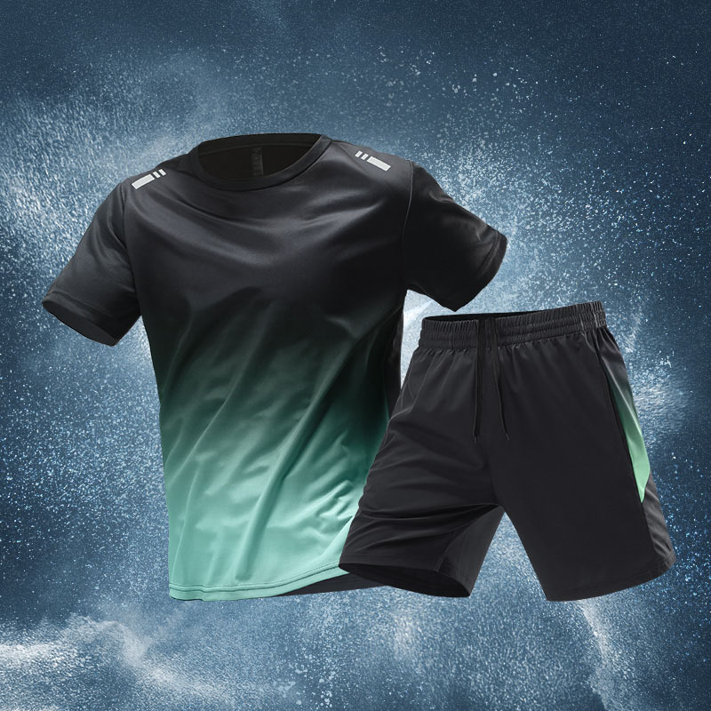 Gradient green suit-ice silk quick-dry breathable