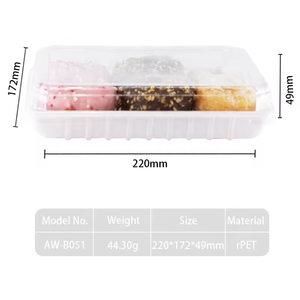 Contenitori coreani per trasparente forma rettangolare Pe Pet Rpet in plastica torta ciambelle riutilizzabile con coperchi - Product Image 5