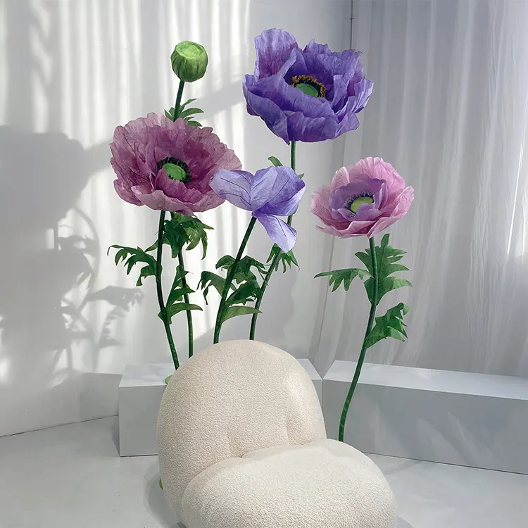 I224 Nuevo fondo personalizado Flor gigante Arreglo de boda al aire libre Juego colorido de flores hechas a mano
