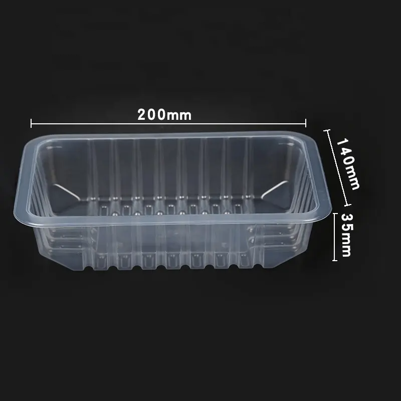 Bandeja plástica descartável de alimento rápido, caixa engrossada quadrada personalizada dos pp
