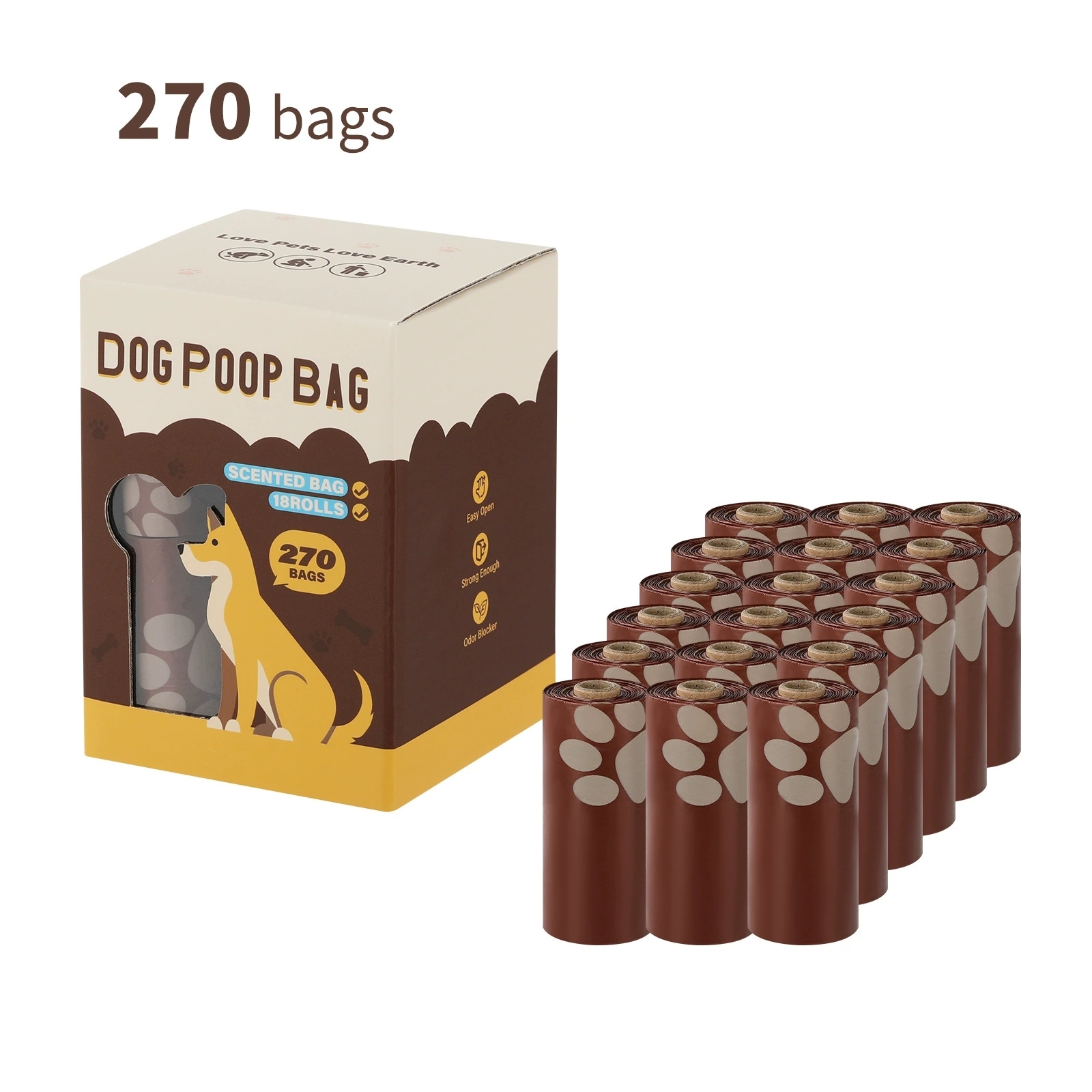 Chocolat 18 rouleaux + distributeur marron