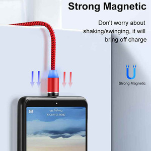 X314 1m2m3m Led manyetik 3 In1 şarj aleti kablosu yüksek kalite Android Usb 2.0 hızlı şarj naylon mikro Usb kablo telefon X şarj için - Product Image 2