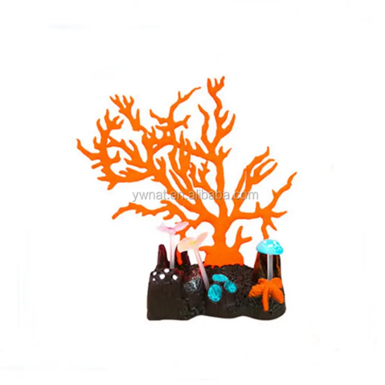 Coral artificial e cogumelo para aquário, decoração em resina coral com efeito de cultivo para decoração de aquário