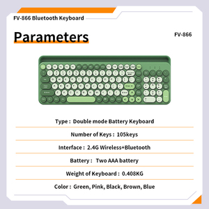 Teclado inalámbrico Teclado de batería de modo doble con ranura para tarjeta 2,4G Inalámbrico + inalámbrico 105 teclas de varios colores - Product Image 3