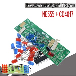 Red Blue Double Color <strong>Flashing</strong> Lights DIY Kit Strobe NE555 + CD4017 Electronic Practice Learning Kits Suite Parts Gift - Product Image 1