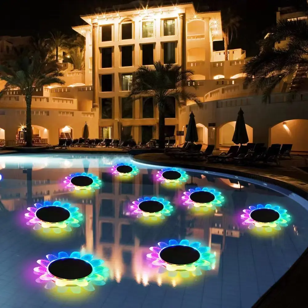 Rgb Traumfarbe Sonnenblumen-Poollicht IP68 wasserdichtes schwimmendes Solar-Poollicht mit Fernbedienung Solar-Garden-Rasenlicht