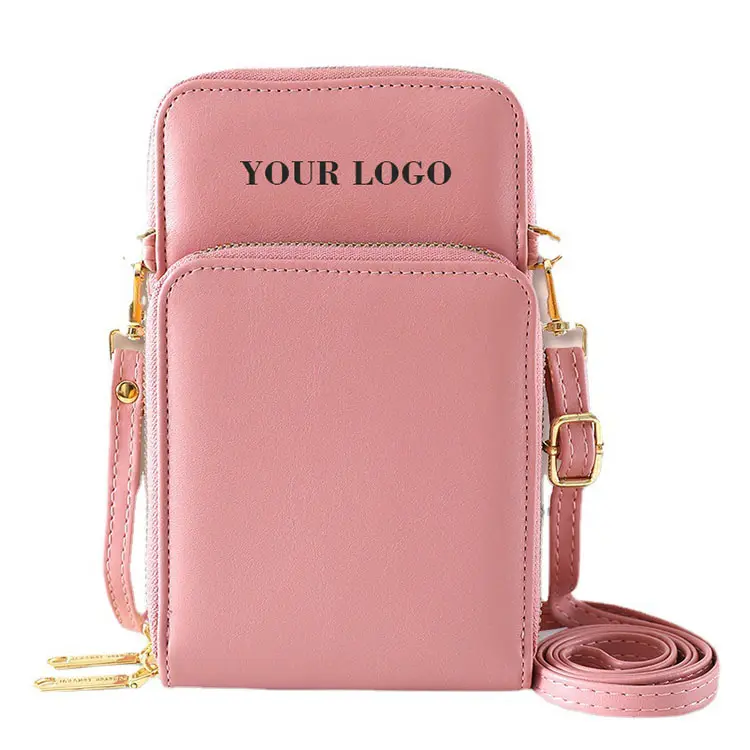 Moda Messenger Wallet Purse Mini PU Leather Blocking Crossbody Smell Cell Shoulder Phone Bag para Mulheres