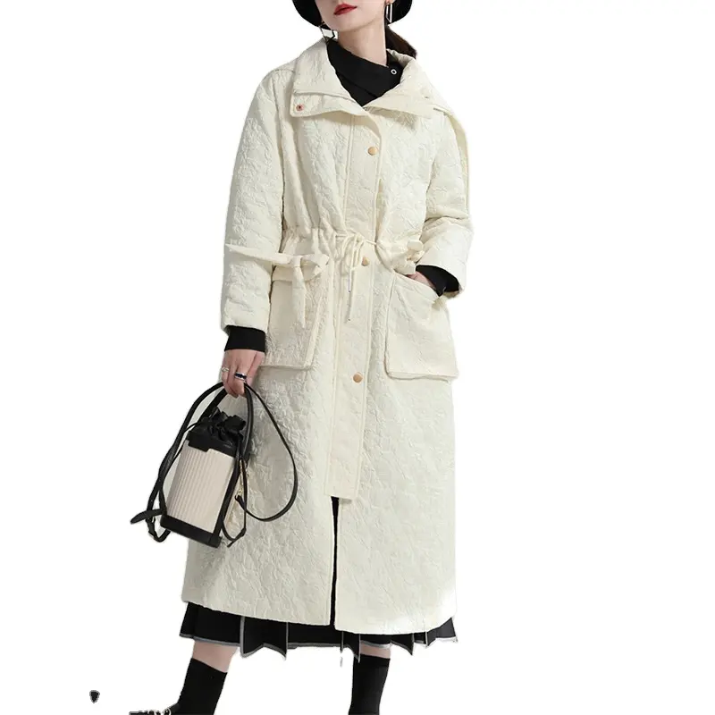 2021 kış moda tasarımcısı Model uzun pamuklu ceket kapşonlu iki yönlü gevşek ince pamuk ceket Women2574