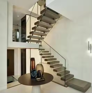 Kunden spezifisches schwimmendes Innentreppe design für Häuser Moderne schwimmende Eichenholz treppen aus Kohlenstoffs tahl - Product Image 5