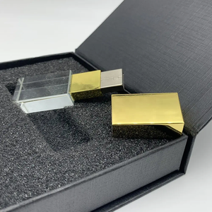 批发亚克力水晶USB带礼品盒3D婚礼定制标志8gb 16gb 32gb 64GB玻璃水晶u盘 - Product Image 1