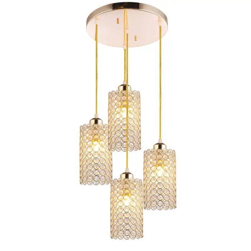 Lámpara de techo de cristal moderna americana, lámpara colgante, iluminación de lujo de latón para comedor
