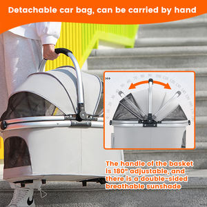 รถเข็นสัตว์เลี้ยงแบบพับได้หรูหราพร้อมที่ใส่สุนัขระบายอากาศได้รถเข็นกลางแจ้งสำหรับสัตว์เลี้ยงคุณสมบัติที่สำคัญสามารถพับเก็บได้หรูหรา - Product Image 3