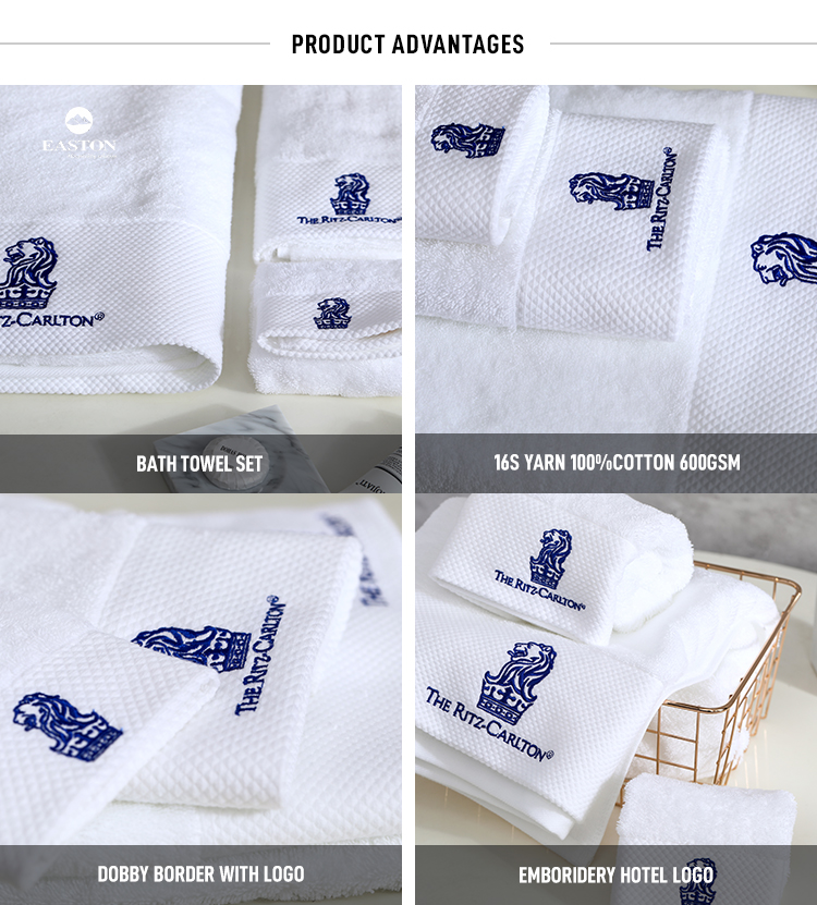 Guangzhou Leading Manufacturer Luxury 100 Cotton Hotel White Towel Cotton Bath Face Hand Towel Mat Set For Hotel