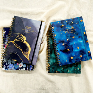 A5 Logotipo personalizado Papel de impresión dorado Cubierta dura Banda elástica Bobina Cuaderno Índice Etiqueta Diario Scheudle Cuaderno - Product Image 2