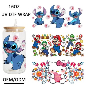 יצרן מחיר מועדף מותאם אישית באיכות מעולה uvdtf דפוסי אנימה עיצובים מדבקה uv dtf כוס עוטפת העברה לכוס - Product Image 1