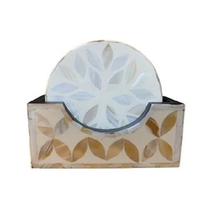 Yeni varış 4-Piece Modern bardak kakma sedef zarif çay masası ped ile özelleştirilebilir Logo siyah özelleştirilebilir Logo - Product Image 1