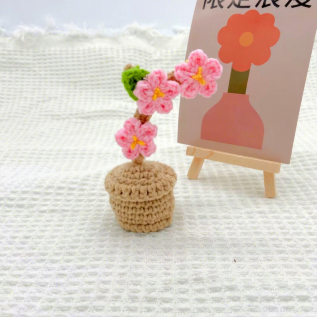 6 crochet knitted small port flower 12*5*5cm