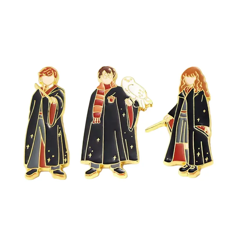 Kustom kreatif dan keren Set karakter Harry Potter lapisan emas paduan seng lunak Enamel pin hadiah tas bros pin dekoratif