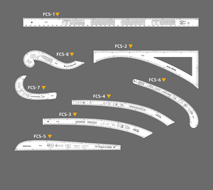 8-mảnh Acrylic quần áo Cai Trị Thiết kế tấm cắt chấm điểm cai trị đường cong ARC thẳng phiên bản Cai Trị - Product Image 1