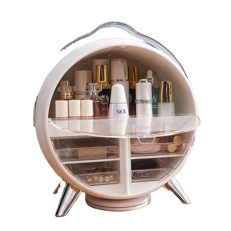 Espejo de tocador inteligente para maquillaje, caja de almacenamiento con luz Led compacta, con luces led, para el hogar, el baño y el escritorio