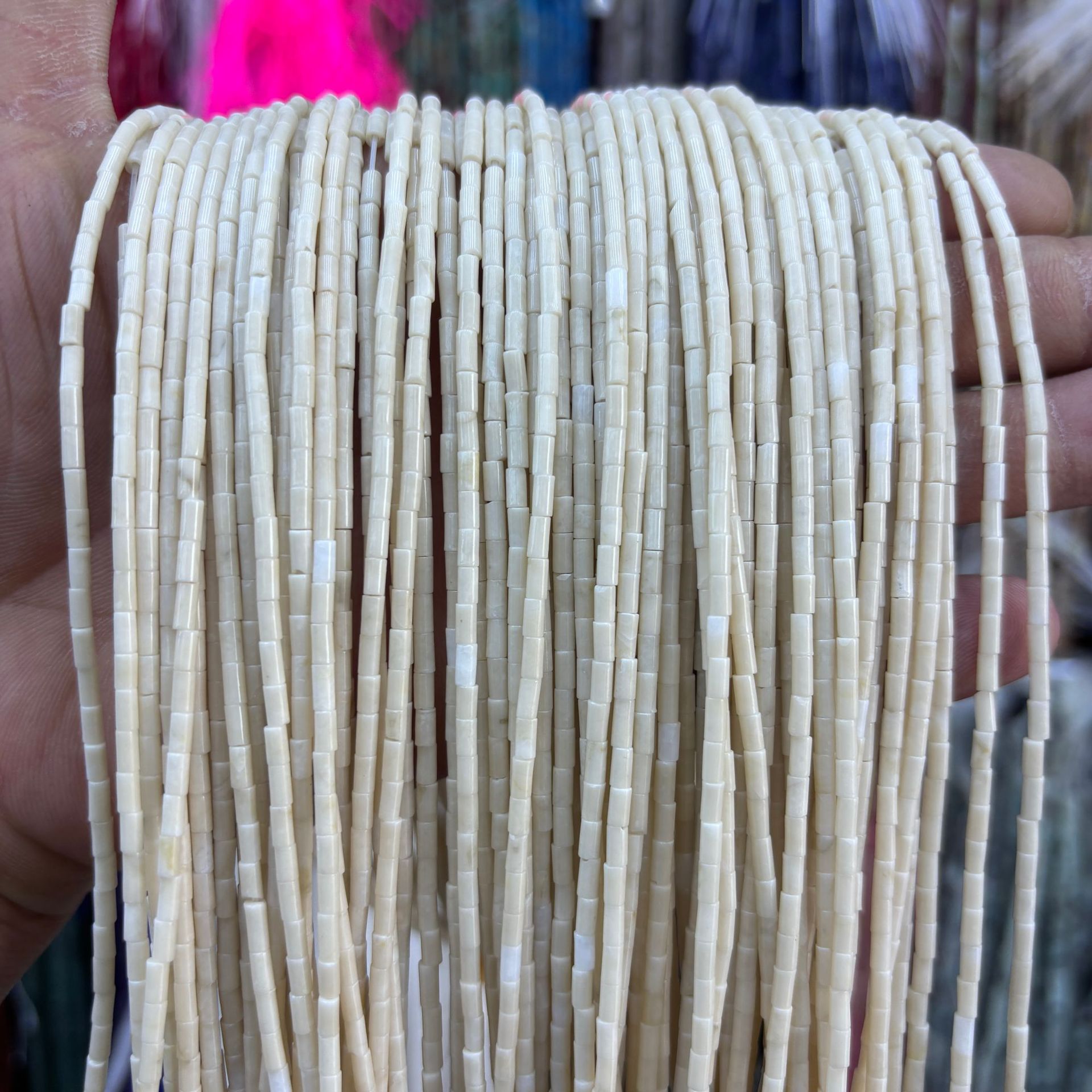 Flower stone tube bead