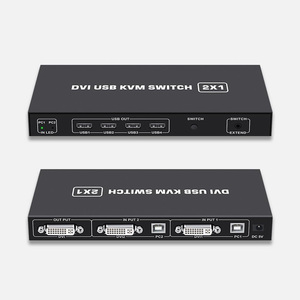 Xput 4K DVI USB KVMスイッチ2x1 2-1多機能スイッチング画面で2台のコンピューターを共有可能USBキーボードプリントモニター - Product Image 1