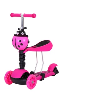 เต่าทองสีชมพู3-In-1เด็กสกู๊ตเตอร์ Sittable ทฤษฎีแฟลชพับเก็บได้ - Product Image 1