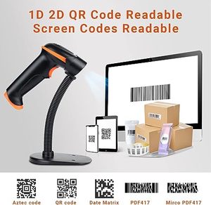 Tera 2D Barcode Scanner revopoint Wireless & Wired PDA escáner de código de barras 1D 2D QR Lector de código de barras de mano con soporte Modelo - Product Image 3