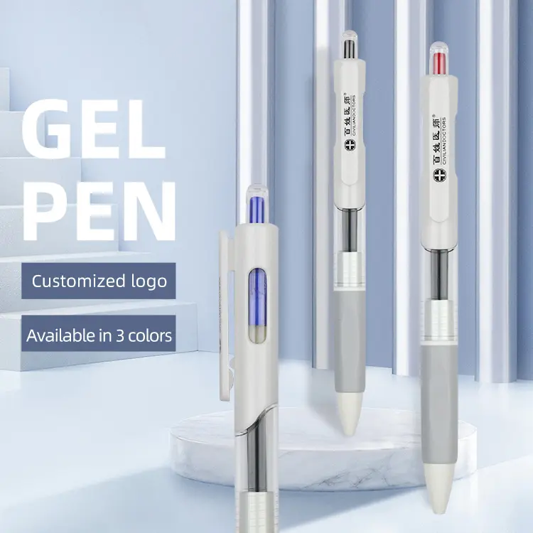 Alat tulis pena Gel plastik desain Ballpoint 0.5mm dengan tinta Gel Premium