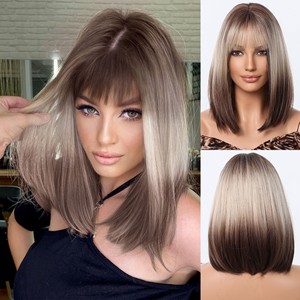 <strong>Europe</strong> and the United States Chemical Fiber Wig Full Head Set <strong>of</strong> bob Wigs Qi Bangs <strong>Center</strong> Parted bob Head Set <strong>of</strong> Short Hair - Product Image 2
