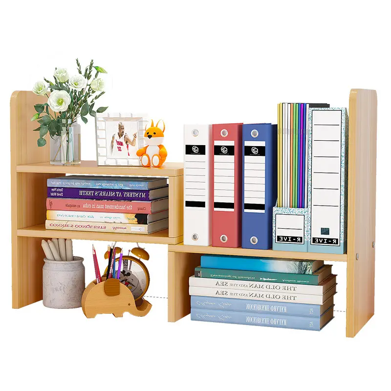 Mesa de mdf prateleira para livro, pequena organizadora para armazenamento, combinação diy 2 em 1, prateleira de madeira, suporte para livro ajustável